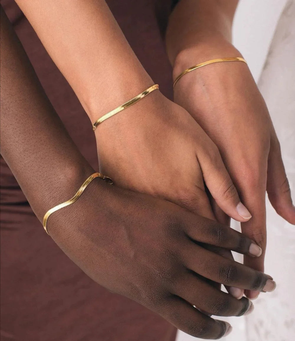 Pulseira de Malha Dupla Banhada a Ouro 18K