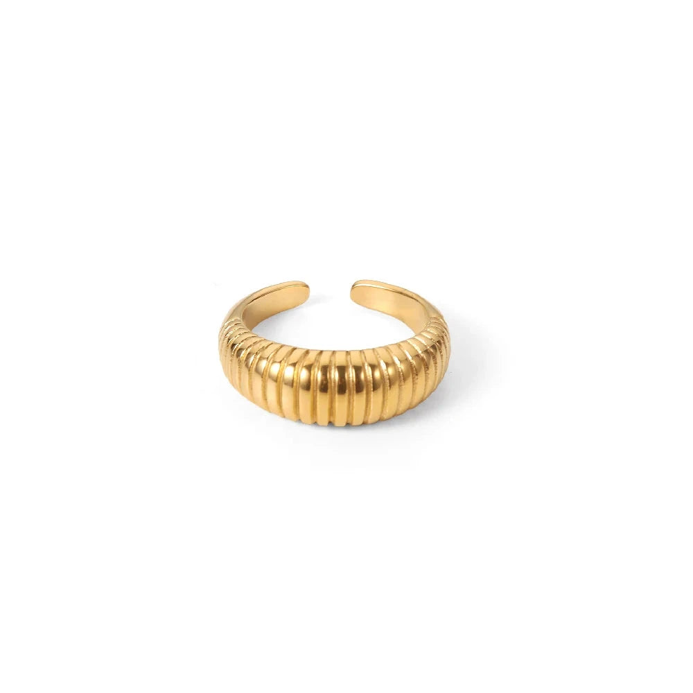 Anel Ajustável Riscos banhado a ouro 18K