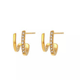 Brinco Filete Duplo com zircônias Banhado a Ouro 18K