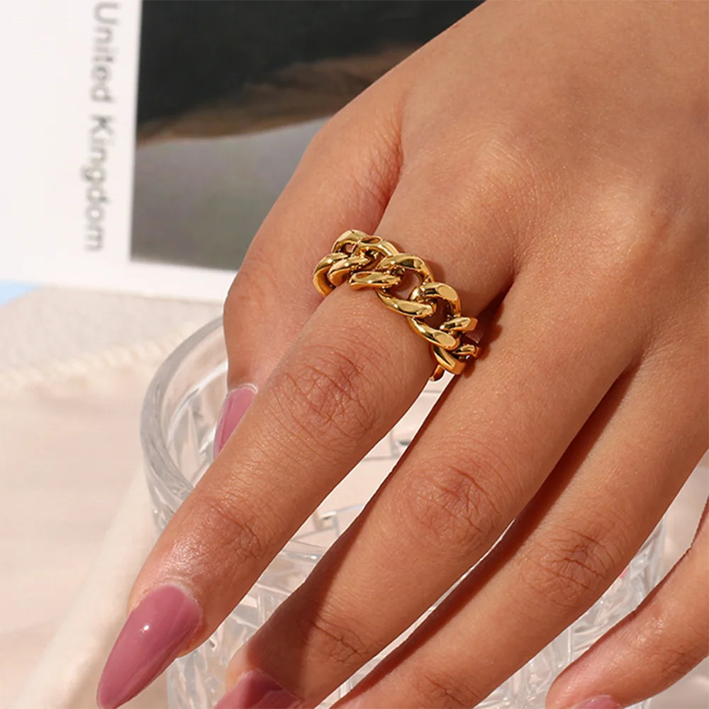 Anel Ajustável Elos Banhado a Ouro 18K