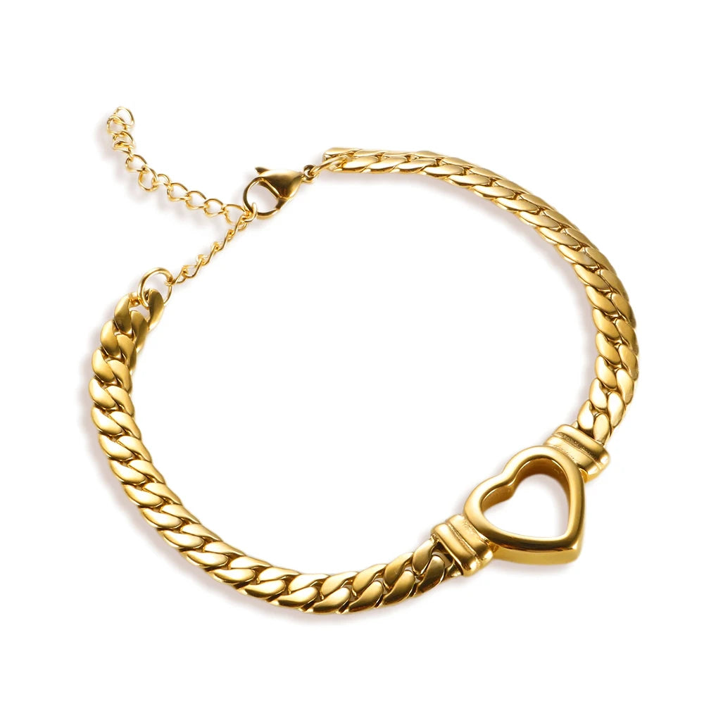 Pulseira Coração Essencial Banhado em Ouro 18K