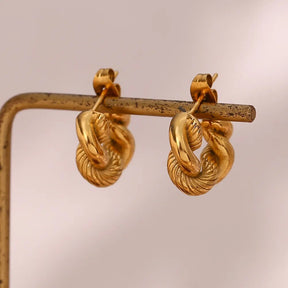 Brinco Argola Pequena Twist Banhado a Ouro 18K