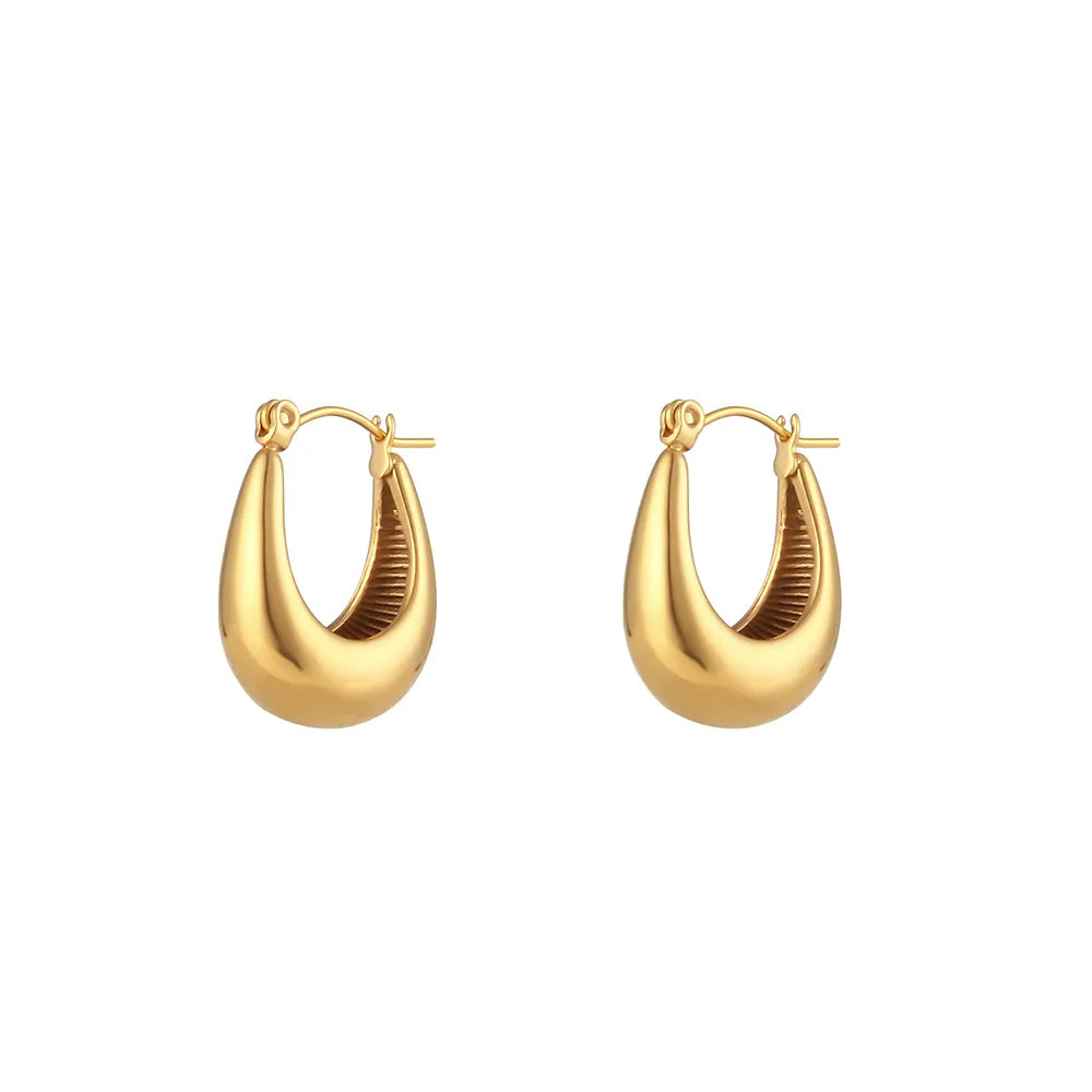 Brinco Argola Média U Banhado a Ouro 18K