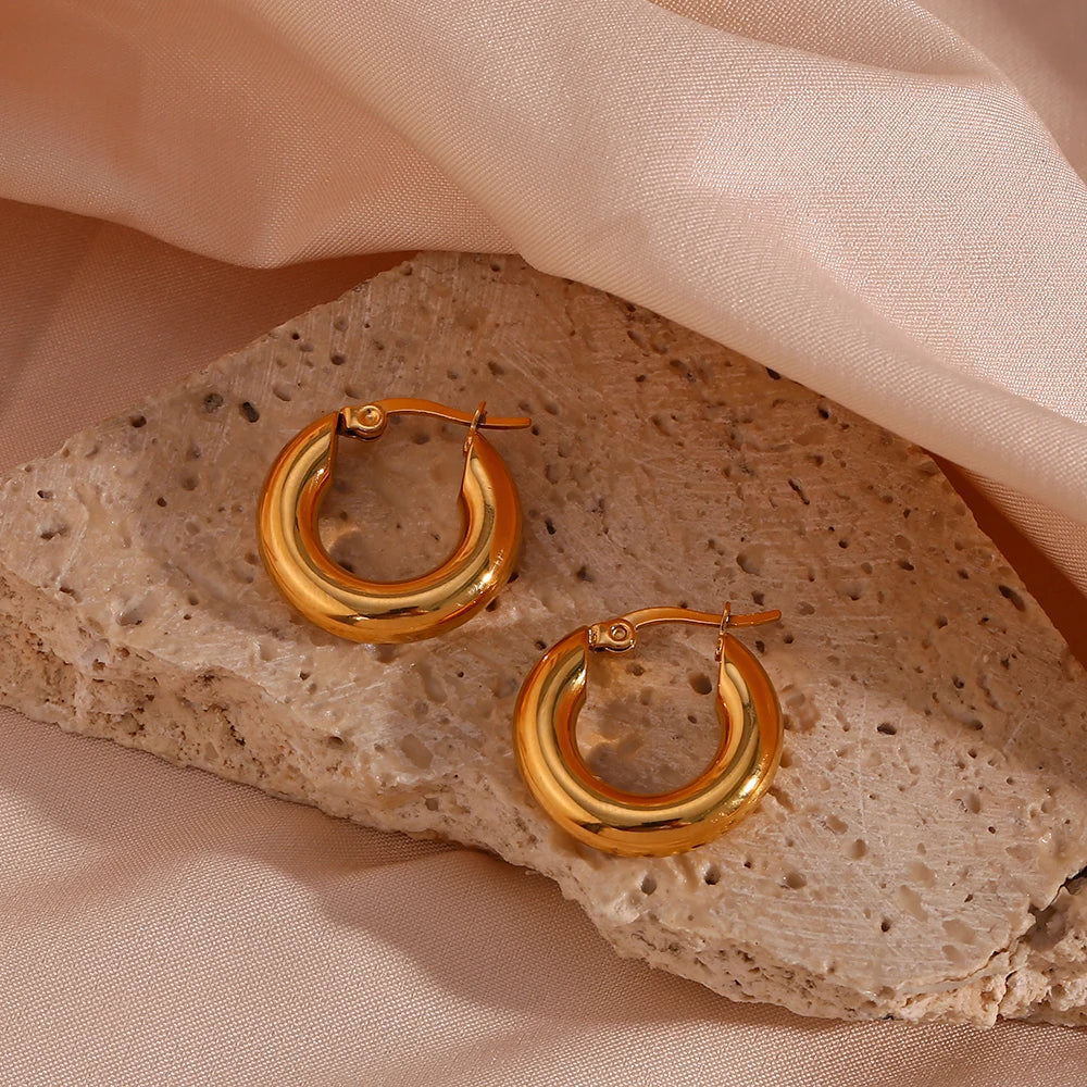 Brinco Argola Clássica Fecho Vintage Banhado a Ouro 18K