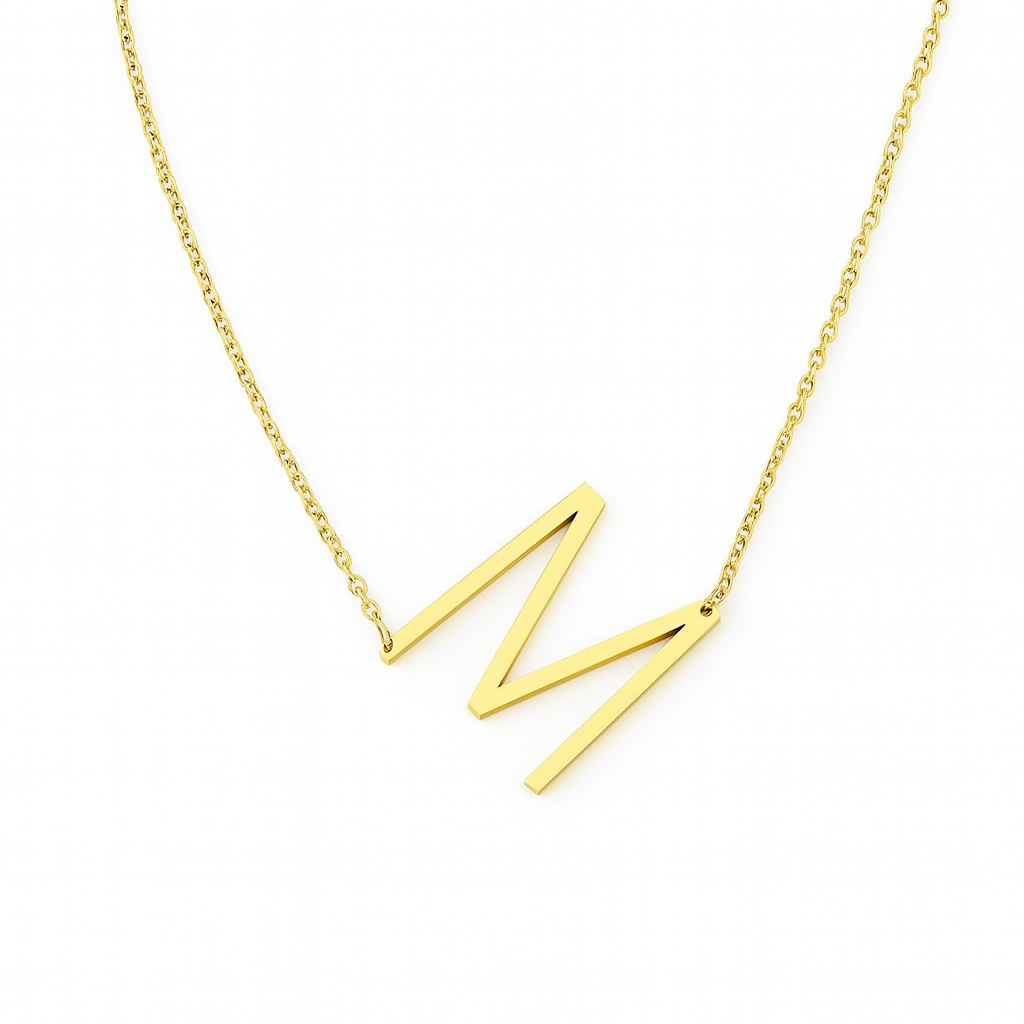 Colar com Letra Inicial Maximalista Banhado a Ouro 18K