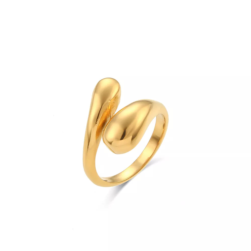Anel Gota Orgânico Banhado a Ouro 18K