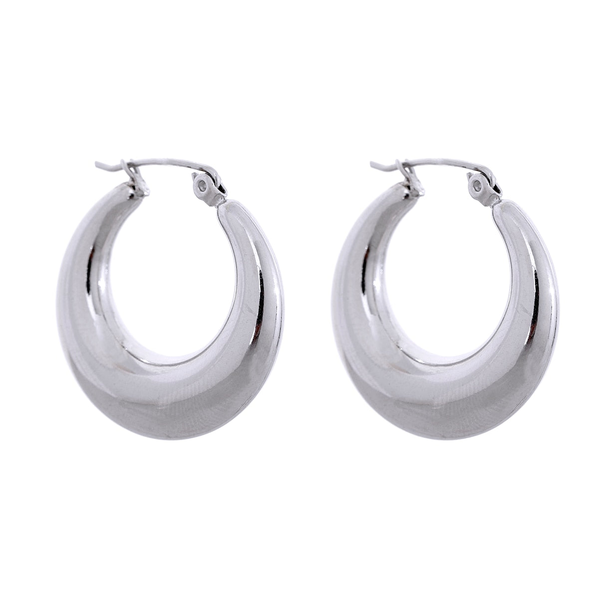 Brinco Argola Lisa Oval Banhado a Ouro 18K