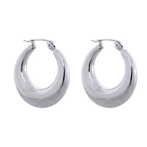 Brinco Argola Lisa Oval Banhado a Ouro 18K