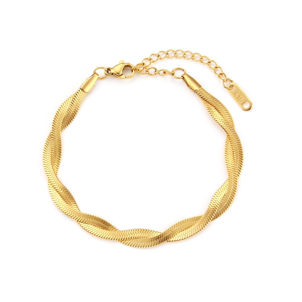 Pulseira de Malha Dupla Banhada a Ouro 18K