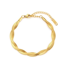 Pulseira de Malha Dupla Banhada a Ouro 18K