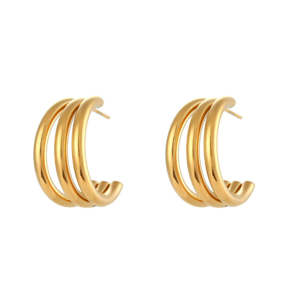 Brinco Argola Tripla Banhado a Ouro 18K