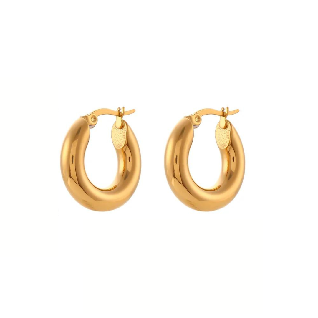 Brinco Argola Clássica Fecho Vintage Banhado a Ouro 18K