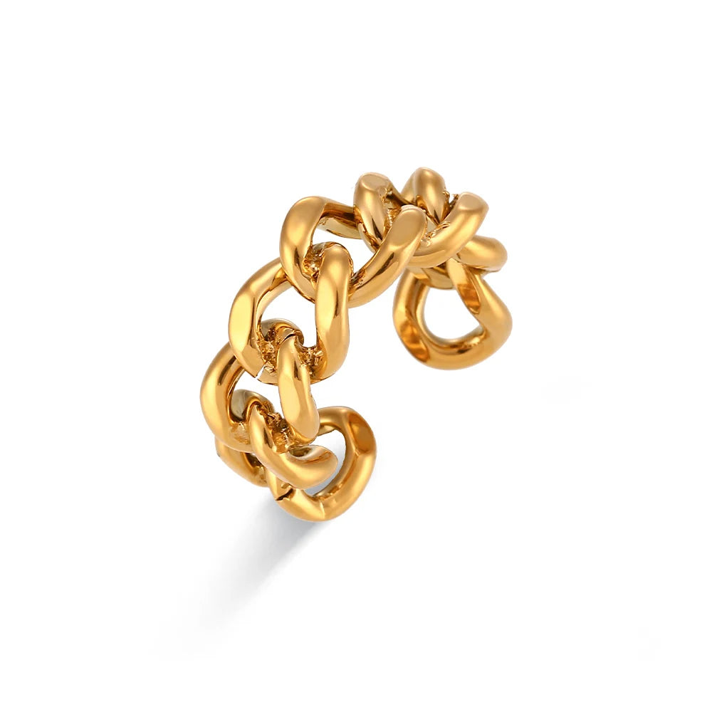 Anel Ajustável Elos Banhado a Ouro 18K