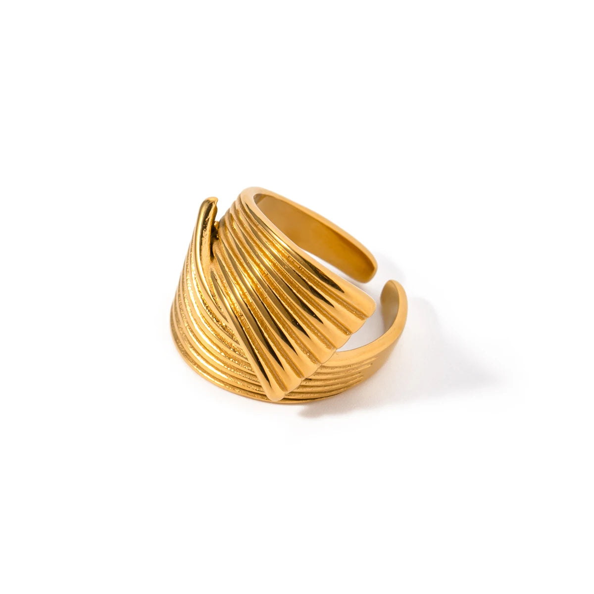 Anel Ajustável Elegante Traços Banhado a Ouro 18K