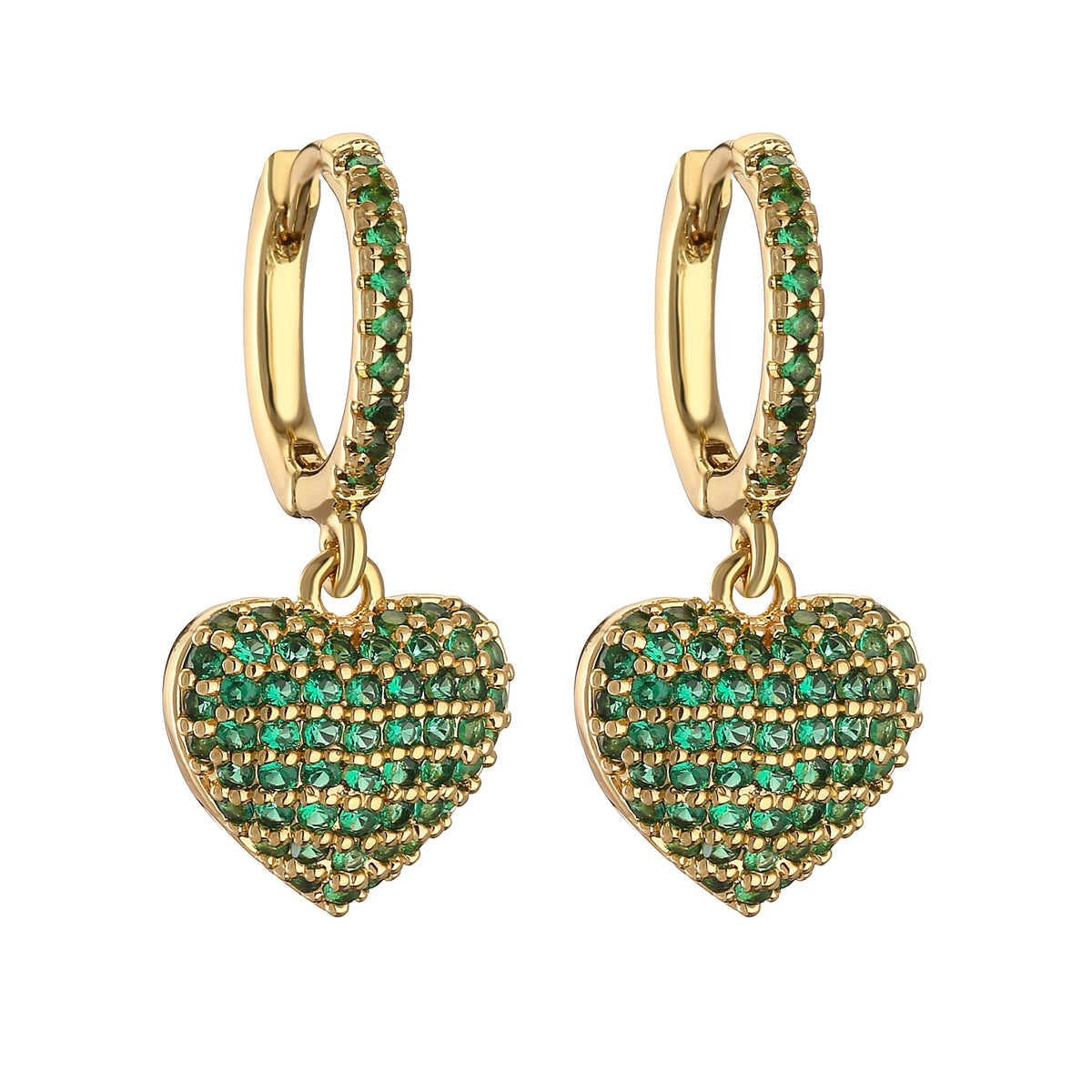 Brinco de Coração Cravejado com Zircônias Banhado a Ouro 18K